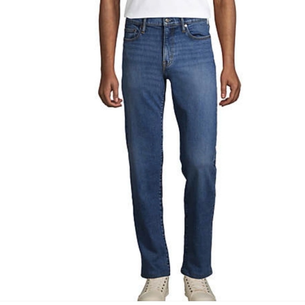 Land’s End Medium Wash Traditional Fit Straight Leg Jeans 36W 32L